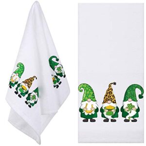 boao 2 pieces st. patrick's day dishtowel gnome towel shamrock kitchen dishcloth decorative bathroom towel for kitchen home supplies, 16 x 24 inches