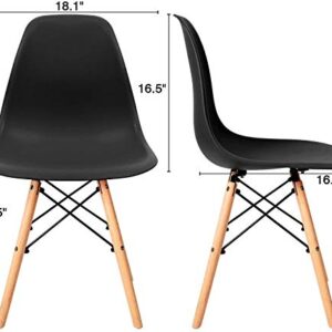 Furniwell Pre Assembled Modern Style Dining Chair Mid Century Modern DSW Chairs, Indoor Plastic Shell Lounge Plastic Chairs Side Chairs Set of 4 (Black)