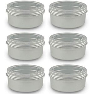 hulless 4 ounce aluminum cans 120 ml transparent top screw lid metal storage tins containers for storing spices, candies, lip balm, candles, 12 pcs.
