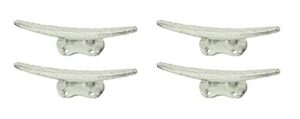zeckos set of 4 weathered white cast iron boat cleat wall hooks/drawer pulls nautical décor 5.75 inches long
