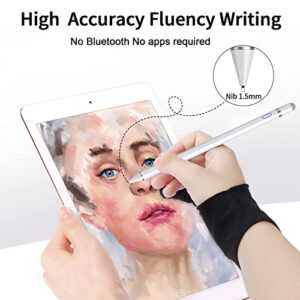 Active Stylus Digital Pen for Touch Screens, Rechargeable 1.5mm Fine Point Stylus Smart Pencil Compatible with iPhone/iPad Pro/Mini/Air/Android and Most Tablet with Glove