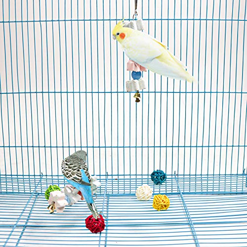 S-Mechanic 3Packs Parrot Chewing Toy Beak Trimmer Calcium Stone with BellParrot for Cockatiel Conure African Grey Amazon Parrots Parakeet Cockatiel Bird (Style-2)