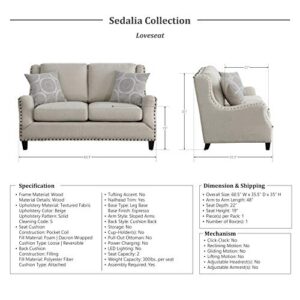 Lexicon Sedalia Living Room Loveseat, Beige