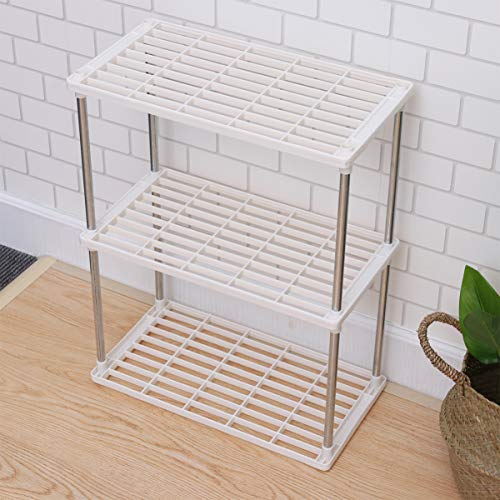 YARNOW 3- Tier Storage Shelf Plastic Shelving Unit Free Standing Rack Organizer Tool Holder Plant Stand for Kitchen Bathroom Laundry Narrow Places Shoe White