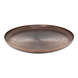kate and laurel stovring mid-century round metal tray, 16 inch diameter, bronze, modern tray for serving, storage, and display