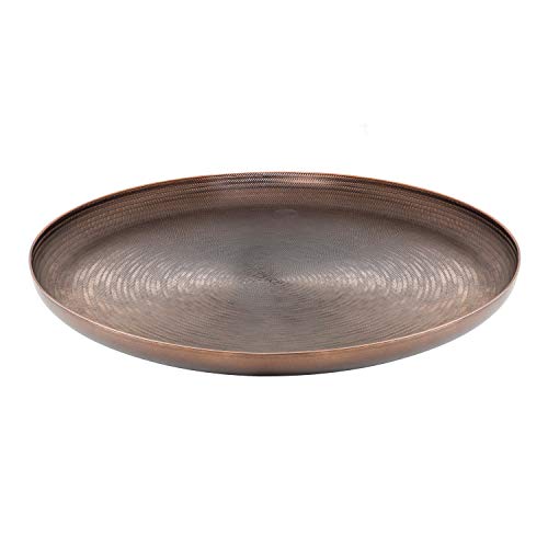 Kate and Laurel Stovring Mid-Century Round Metal Tray, 16 Inch Diameter, Bronze, Modern Tray for Serving, Storage, and Display