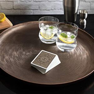 Kate and Laurel Stovring Mid-Century Round Metal Tray, 16 Inch Diameter, Bronze, Modern Tray for Serving, Storage, and Display