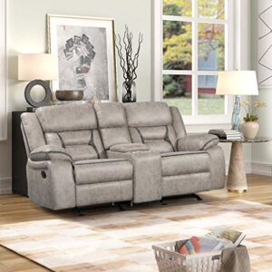 roundhill furniture elkton manual motion recliner with storage console, loveseat, taupe