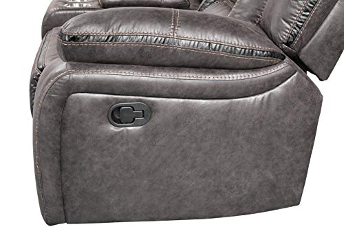 Roundhill Furniture Elkton Manual Motion Recliner with Storage Console, Sofa, Dark Chesnut