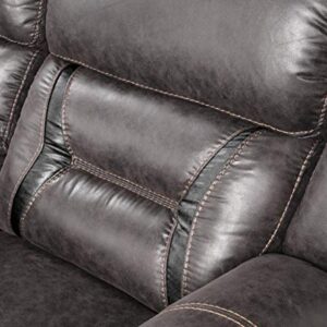 Roundhill Furniture Elkton Manual Motion Recliner with Storage Console, Sofa, Dark Chesnut