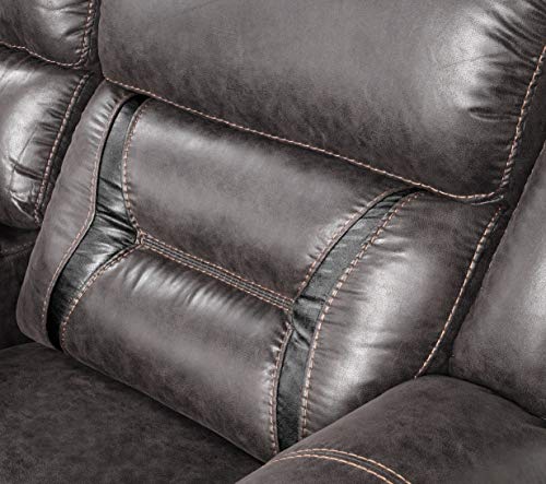 Roundhill Furniture Elkton Manual Motion Recliner with Storage Console, Sofa, Dark Chesnut