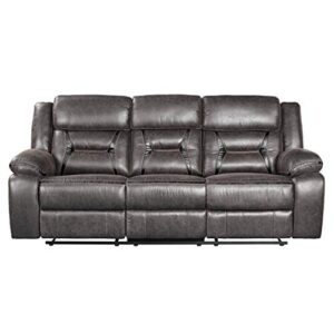 Roundhill Furniture Elkton Manual Motion Recliner with Storage Console, Sofa, Dark Chesnut