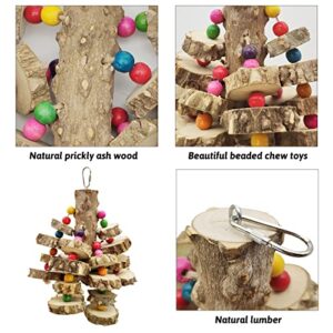 Hamiledyi Wood Macaw Toys Natural Large Parrot Chewing Toy Multicolor Wooden Block Tearing Hanging Bird Cage Toys for Medium Cockatoos African Grey Finch Budgie Parakeets 3PCS