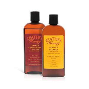 leather honey complete leather care kit including 8 oz cleaner and 8 oz conditioner for use on leather apparel, furniture, auto interiors, shoes, bags and accessories