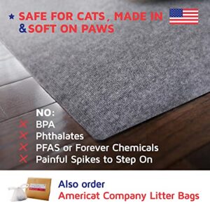 Cat Litter Mat by Americat – 36 x 28 Inches Machine Washable for Easy Clean, Waterproof & Made in USA – X Large Mat Traps Litter Around Cat Litter Box & Protects Floors