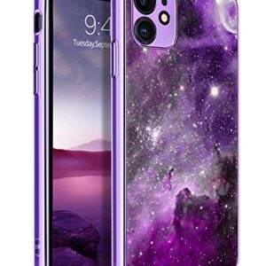 BENTOBEN iPhone 11 Case, Slim Fit Glow in The Dark Hybrid Hard PC Soft TPU Bumper Drop Protective Girls Women Men Phone Cover for iPhone 11 6.1 inch, Purple Galaxy