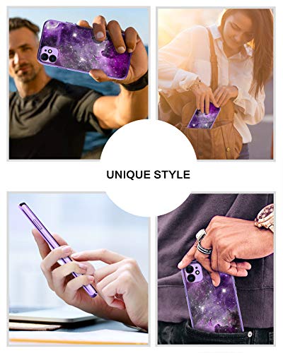 BENTOBEN iPhone 11 Case, Slim Fit Glow in The Dark Hybrid Hard PC Soft TPU Bumper Drop Protective Girls Women Men Phone Cover for iPhone 11 6.1 inch, Purple Galaxy