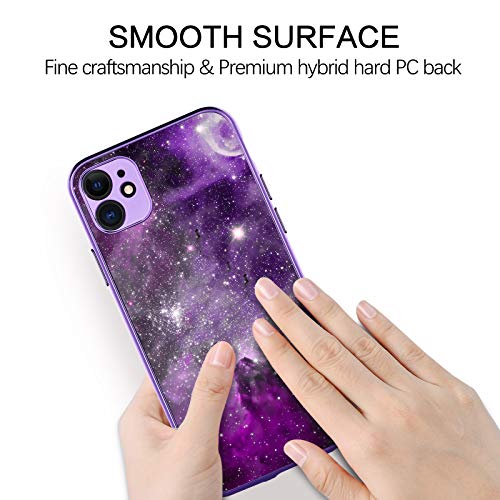 BENTOBEN iPhone 11 Case, Slim Fit Glow in The Dark Hybrid Hard PC Soft TPU Bumper Drop Protective Girls Women Men Phone Cover for iPhone 11 6.1 inch, Purple Galaxy