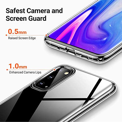 HHUAN Case + Screen Protector, for TCL 10 SE (6.52 inch) Tempered Glass Film and Transparent Soft Silicone TPU Bumper Shell, Shock Absorption Phone Protective Cover - WMA33