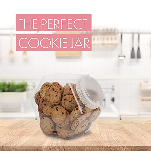 2 Gallon Hexagon Canister Container Jar Bucket With Lid, Large Clear Penny Jar Container For Cookies, Snacks, Dog Treats, Craft and Sewing Supplies, Ribbon, Laundry Pod