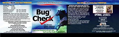 Natural Horse Vet Bug Check. Feed-Thru Supplement for Horses, Cattle, Alpacas, Sheep and Goats. Promotes and Maintains Healthy Skin and Coat. Works Around The Clock from The Inside Out. (2 Lbs)