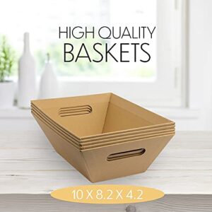 [5 Pk] Baskets for Gifts Empty | 8x10” Kraft Gift Basket Kit with Basket Empty, Basket Bags, Gold Pull Bows | Wine Basket Gift Set | Christmas, Easter, Occasions | Gift to Impress - Upper Midland