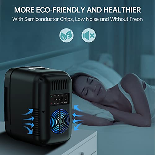 OMMO Mini Fridge, 6 L Portable Fridge, Cooler and Warmer Compact Small Refrigerator with AC/DC Power, for Skincare, Medications, Beverage, Home and Travel, Black