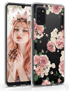 compatible with samsung galaxy a02s transparent floral case flower design soft clear flexible tpu cover for girls women shockproof slim fit tpu protective case cover for samsung a02s