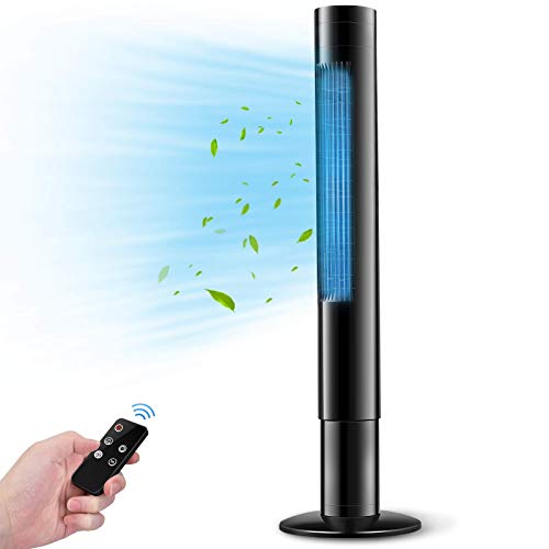 Bladeless Tower Fan - 43” 85°Oscillating Fan with Remote Control , LED Display, 3 Mode& 3 Speed 12 Hours Timer Quiet and Compact Vertical Fan, Safe for Kids and Pets, Home, Office use -5314 black