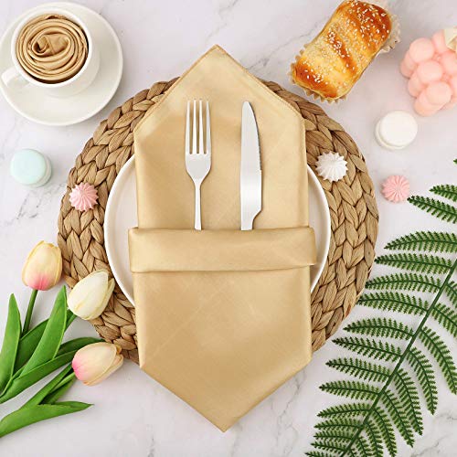 Aneco 12 Pieces Satin Napkin Square 20 x 20 Inches Dinner Napkins Weddings Party Napkin Soft Table Napkins for Romantic Weddings Party Dinner Decoration (Gold)