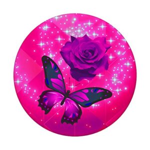 Rose Flower Cell Phone Button Pop Up Holder Pink Butterfly PopSockets PopGrip: Swappable Grip for Phones & Tablets