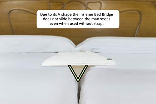 Insieme 12" Extra Wide Bed Bridge Twin to King Converter Kit – Use to Easily Combine 2 Twins to King or Plug Gap Between Split King Adjustable Mattresses. V-Shaped Wedge, Light, Thin & Strapless.