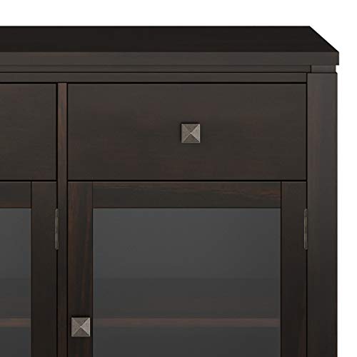 SIMPLIHOME Cosmopolitan SOLID WOOD 54 inch Wide Contemporary Sideboard Buffet in Mahogany, for the Dining Room and Kitchen