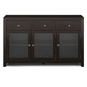 SIMPLIHOME Cosmopolitan SOLID WOOD 54 inch Wide Contemporary Sideboard Buffet in Mahogany, for the Dining Room and Kitchen