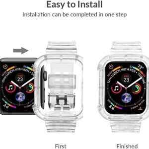 Wrist-B Compatible for Apple Watch Band Clear 44mm 45mm 42mm,Transparent Clear Watch Band Soft Silicone Sport Case and Strap for iWatch Series 7/6/5/SE Women Men (45mm/44mm/42mm)