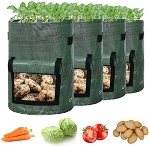 potato grow bags,potato planters with flap and handles,vegetables garden planting bags for onion,fruits,tomato,carrot (10gallon-4pack)