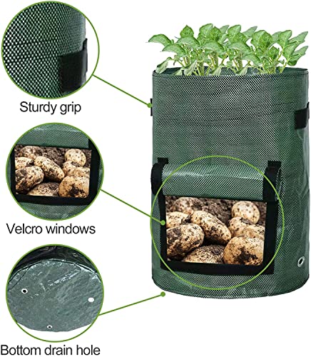 Potato Grow Bags,Potato Planters with Flap and Handles,Vegetables Garden Planting Bags for Onion,Fruits,Tomato,Carrot (10gallon-4pack)