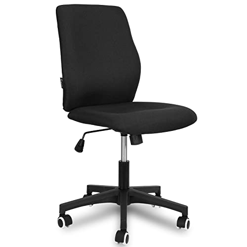 Okeysen Armless Office Desk Chair - Ergonomic Small Task Studio Chairs, Fabric Swivel Computer Home Office Chair Without Arms. (Black)