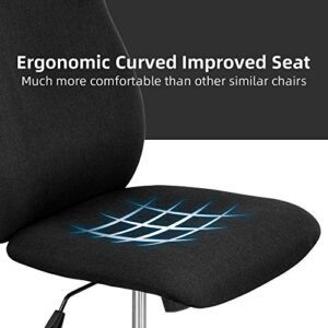 Okeysen Armless Office Desk Chair - Ergonomic Small Task Studio Chairs, Fabric Swivel Computer Home Office Chair Without Arms. (Black)