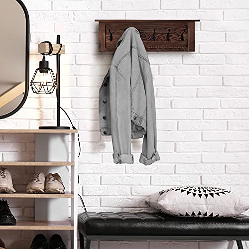 KIBAGA Decorative Coat Rack for Wall Mount - Large Hanger with Shelf and 6 Hooks to Simplify Your Home