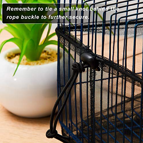 2 Pieces Adjustable Bird Cage Cover Birdcage Nylon Mesh Netting Birdcage Cover Seed Catcher Soft Skirt Guard for Parrot Parakeet Macaw Round Square Cage (White, Black, 78 x 14.6 Inch)