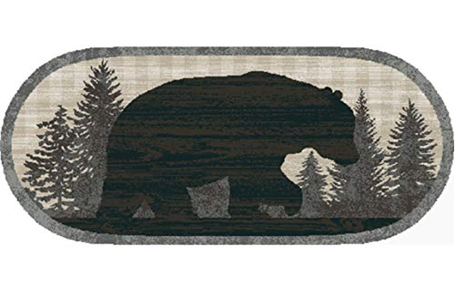 Cozy Cabin Papa Bear Accent Rug, 20"x44", Gray