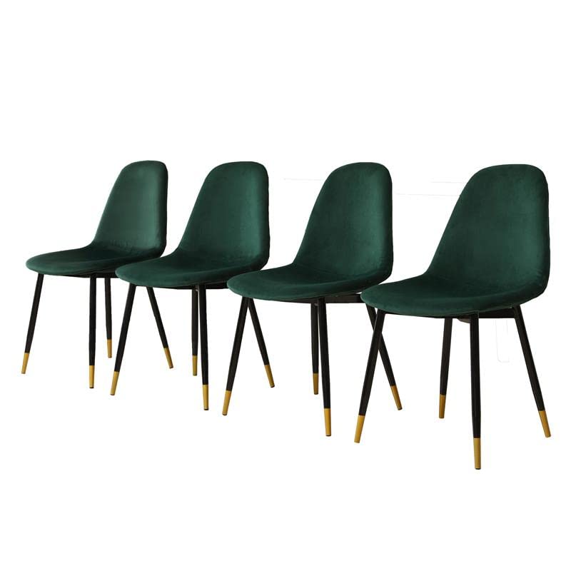 Roundhill Furniture Lassan Contemporary Fabric Dining Chairs, Set of 4, Wood, 22.25"D x 17.25"W x 33.25"H, Green