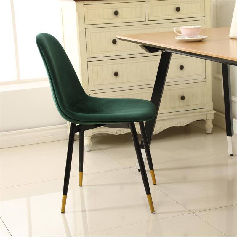 Roundhill Furniture Lassan Contemporary Fabric Dining Chairs, Set of 4, Wood, 22.25"D x 17.25"W x 33.25"H, Green