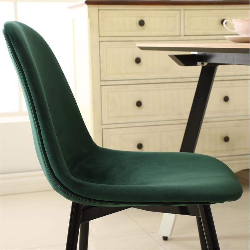 Roundhill Furniture Lassan Contemporary Fabric Dining Chairs, Set of 4, Wood, 22.25"D x 17.25"W x 33.25"H, Green