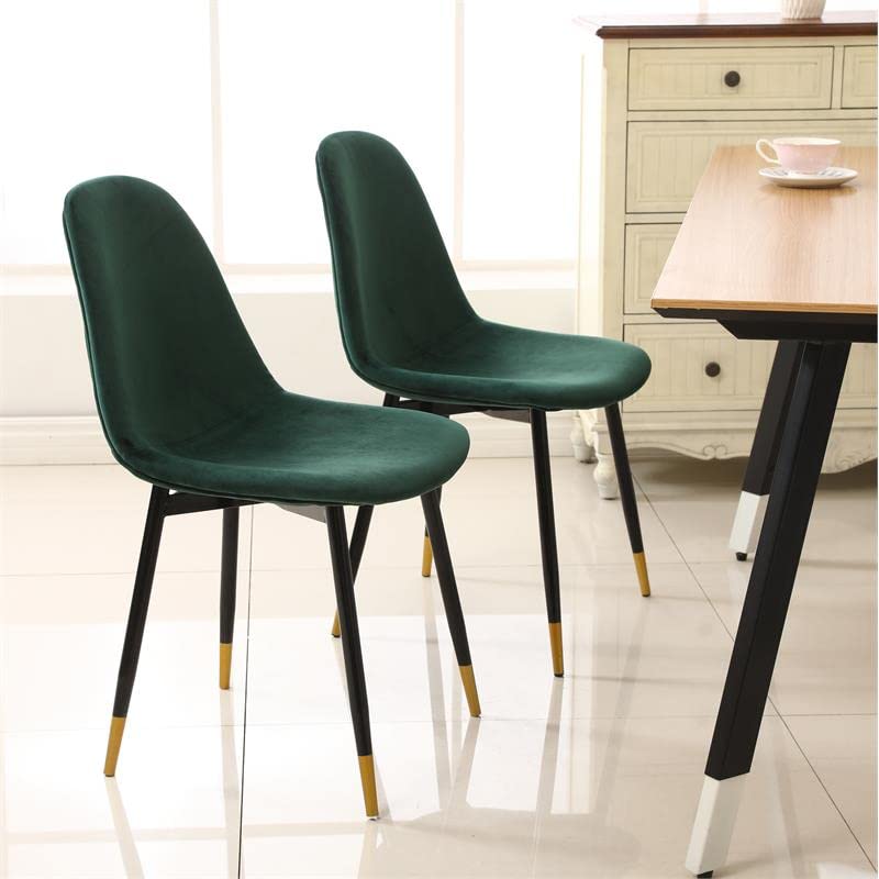 Roundhill Furniture Lassan Contemporary Fabric Dining Chairs, Set of 4, Wood, 22.25"D x 17.25"W x 33.25"H, Green