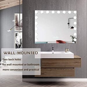 FENCHILIN Vanity Mirror for Makeup Bluetooth, Extra Large Hollywood Lighted Mirror with 18 Dimming LED Bulbs Smart, Tabletop/Hanging Cosmetic Mirror with Touch Screen & USB Charging Port & Speaker