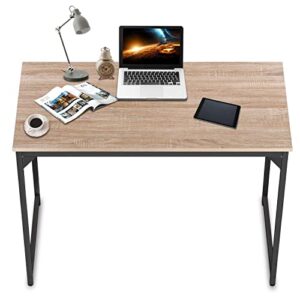 hcb computer desk 39inch home office desk writing study table modern simple style pc desk with black metal frame(nature),39x20x29inch