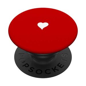 cute hand drawn white heart - red minimalist love symbol popsockets popgrip: swappable grip for phones & tablets