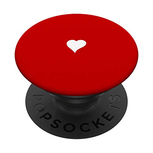 Cute Hand Drawn White Heart - Red Minimalist Love symbol PopSockets PopGrip: Swappable Grip for Phones & Tablets